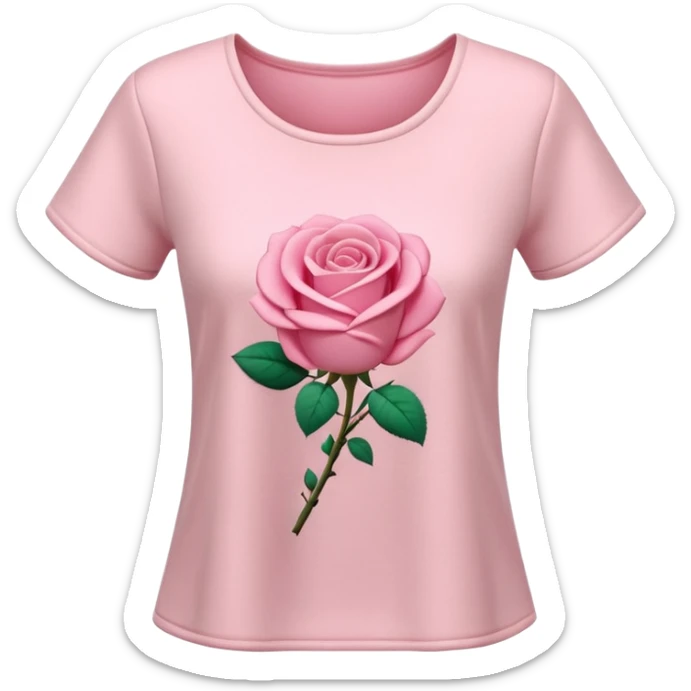A 3D cartoon rose-pink women’s top with short sleeves, soft fabric texture, gentle lighting, isolated on plain background. sticker