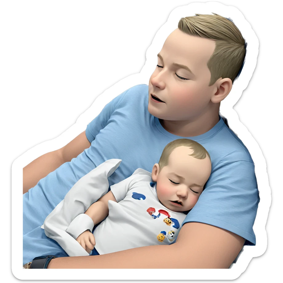 sleeping boys in blue shirt sticker