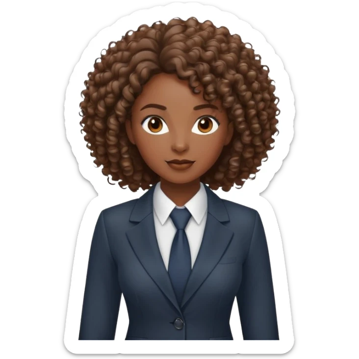 Professional African businesswoman with natural curly hair, wearing business suit, confident expression sticker