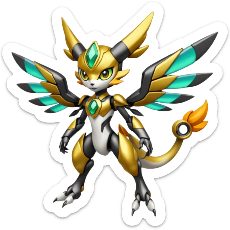 Futuristic Meloetta-Wargreymon-Trico-Pokémon-Digimon-Fakémon-fusion-hybrid-creature sticker