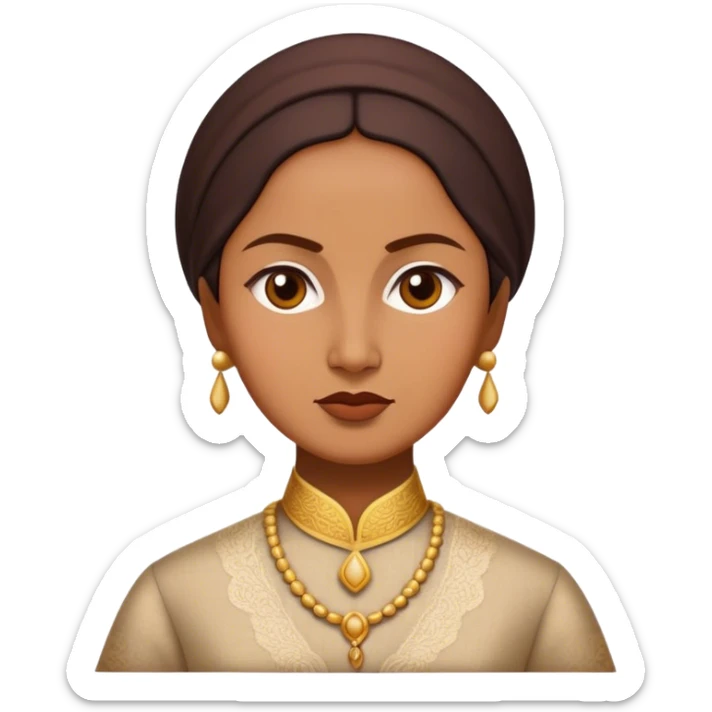Cinematic Realistic Raden Ajeng Kartini Portrait Emoji, depicted as an inspiring Indonesian feminist icon in period attire with a thoughtful determined gaze, rendered with lifelike textures and warm empowering lighting that captures her pioneering spirit. sticker