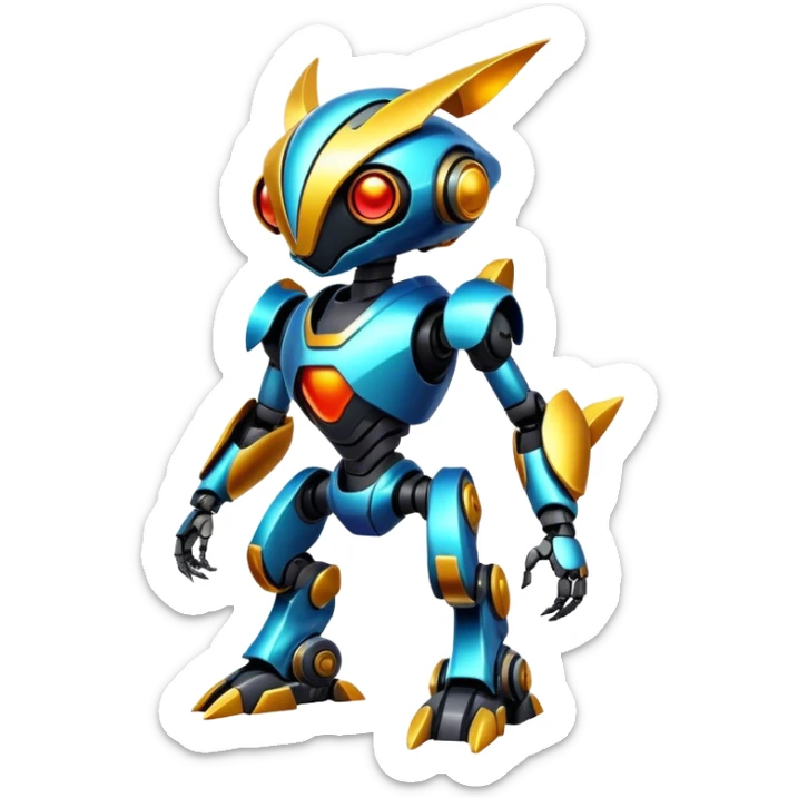 Shiny Epic Edgy Cool Colorful Vibrant Modern Futuristic Robot-Vernid-Protogen-creature-animal, full body  sticker