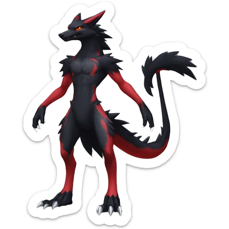 Anthro cool edgy black red nargacuga sergal animal hybrid Fakemon full body sticker