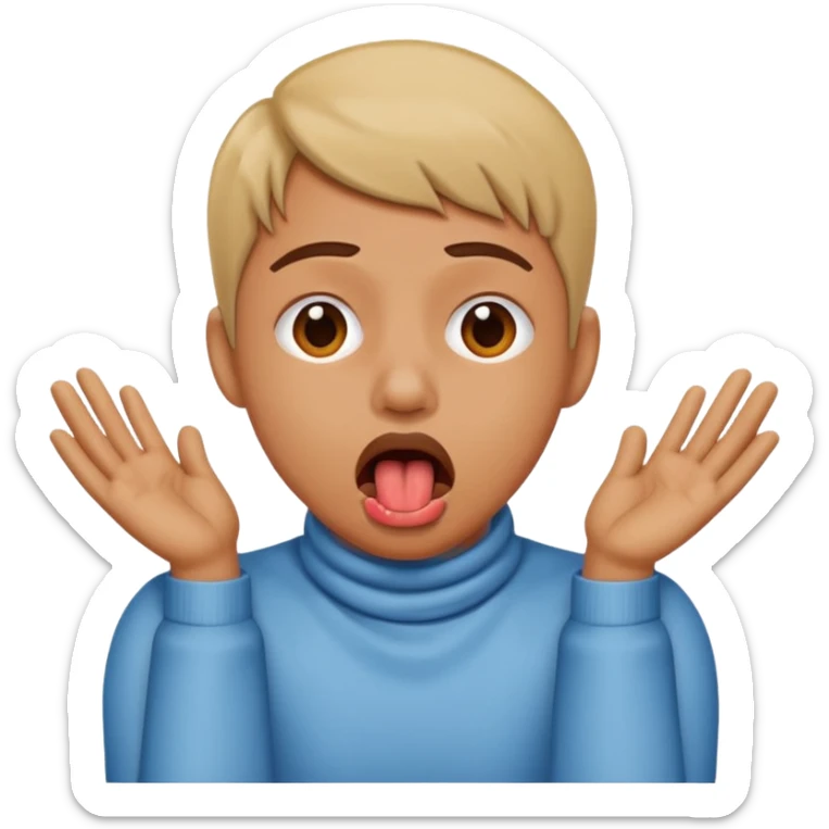 criss cross hands around throat choking self emoji tongue out sticker