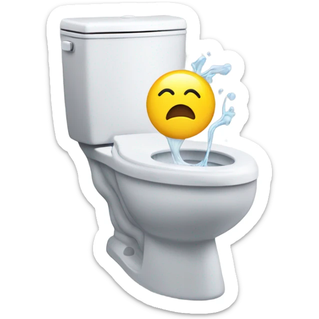 A toilet sprayong water out of the lid sticker