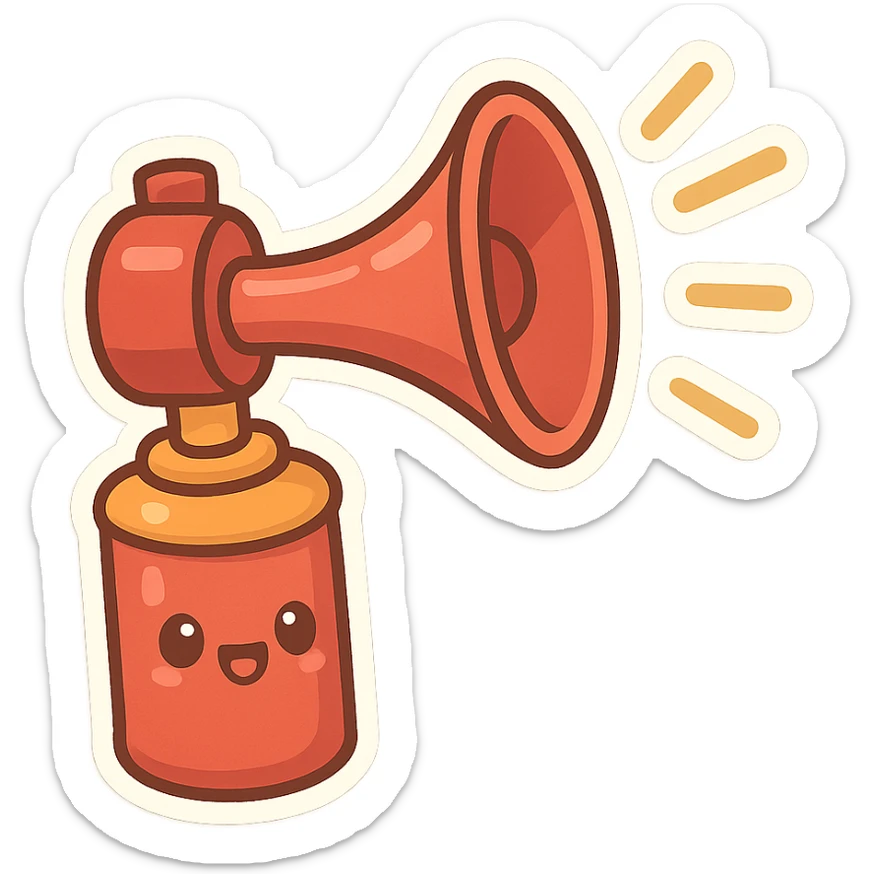 airhorn, playful, cartoon style, no text sticker