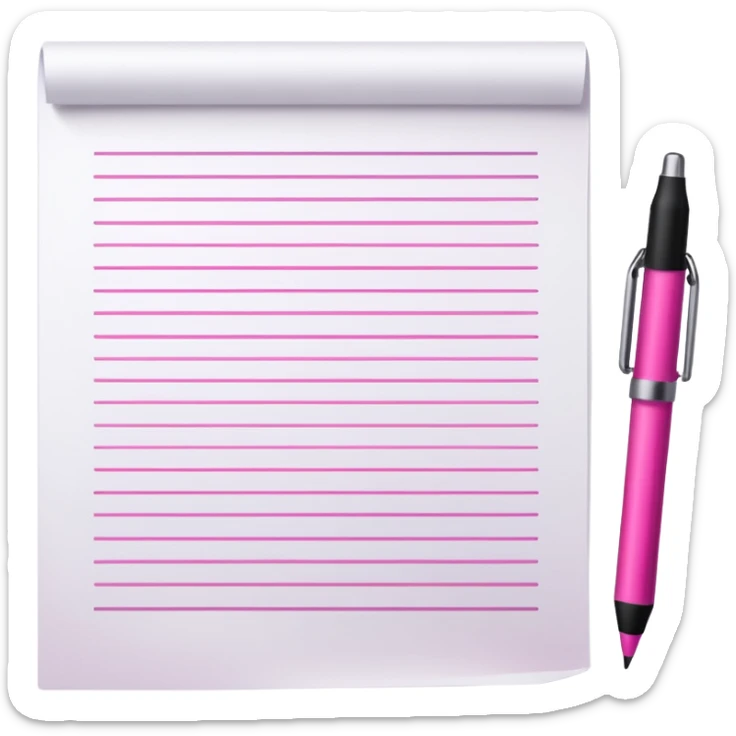 crée moi une feuille blanche genre une liste avex des traie noir avec un stylo de couleur dégradé rose foncé sticker