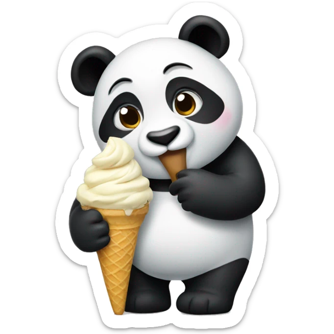 Panda eating ice cream sticker