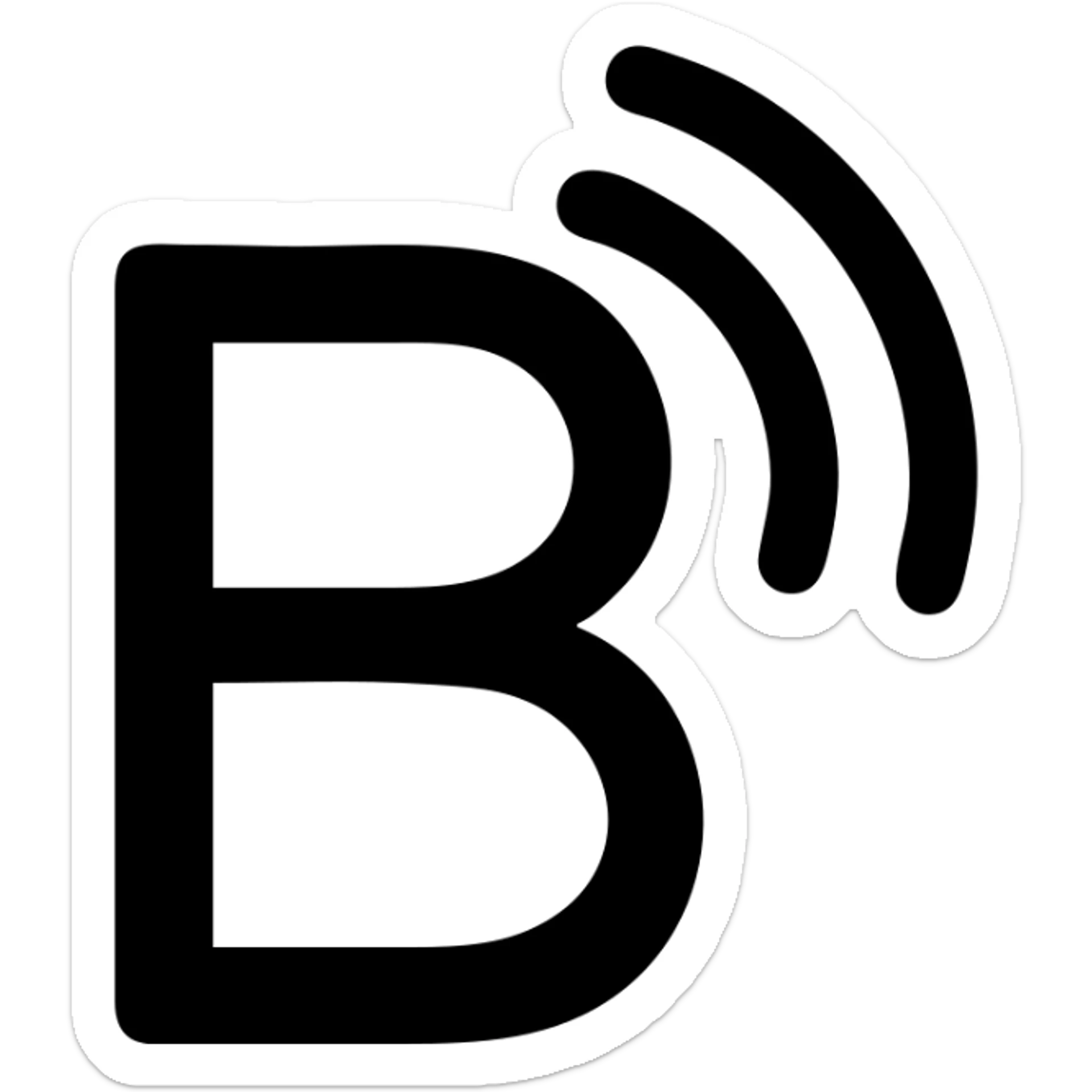 Monoline capital B whose upper loop breaks into three outward arcs sticker