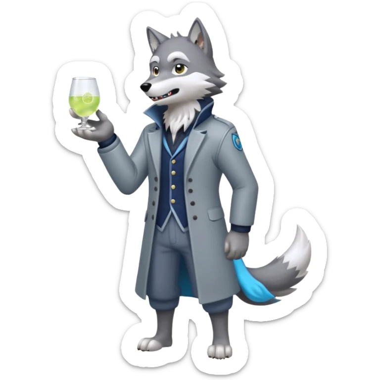 Toony Cartoony Animesque Ginga Nagareboshi Gin/Silver Fang the wolf (full body) sticker