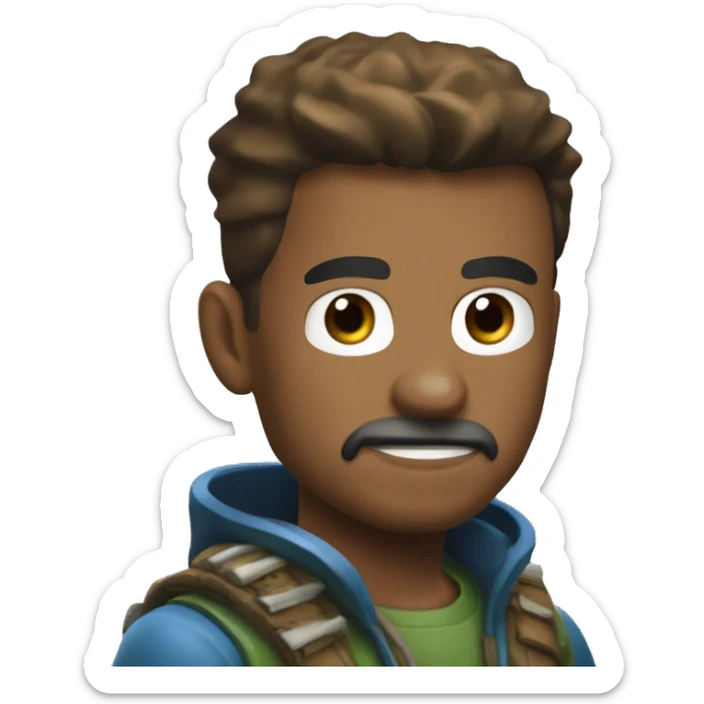 motero jugador de videojuegos y pescador personaje de marvel sticker