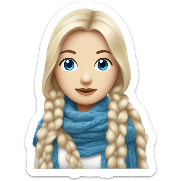 beautiful finnish fair long hair woman with blue eye knitting floral scarf sticker