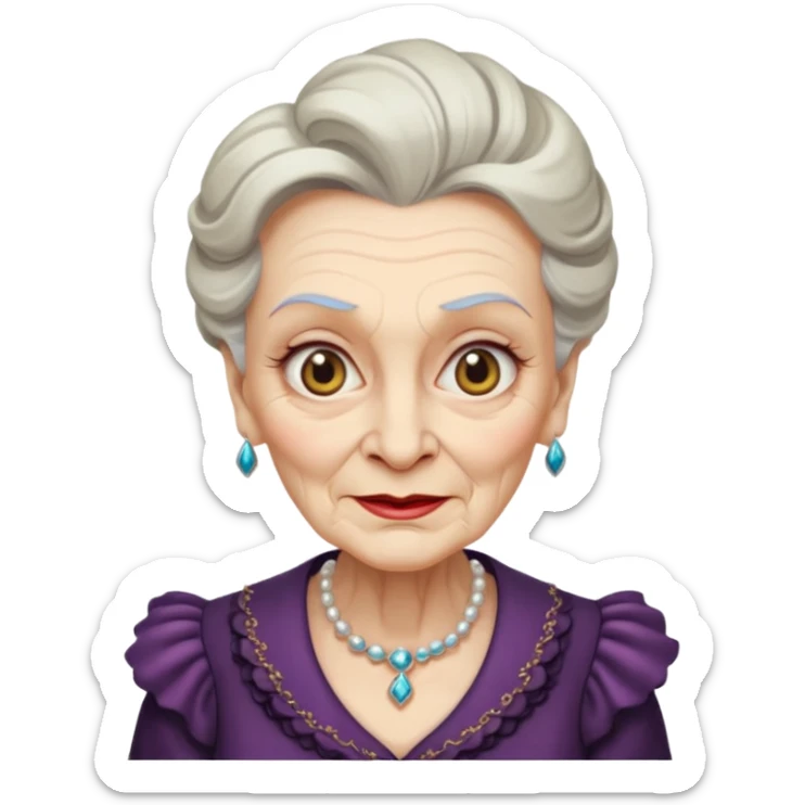 old woman with elegant make up and fancy clothes looking wicked and smirk sticker