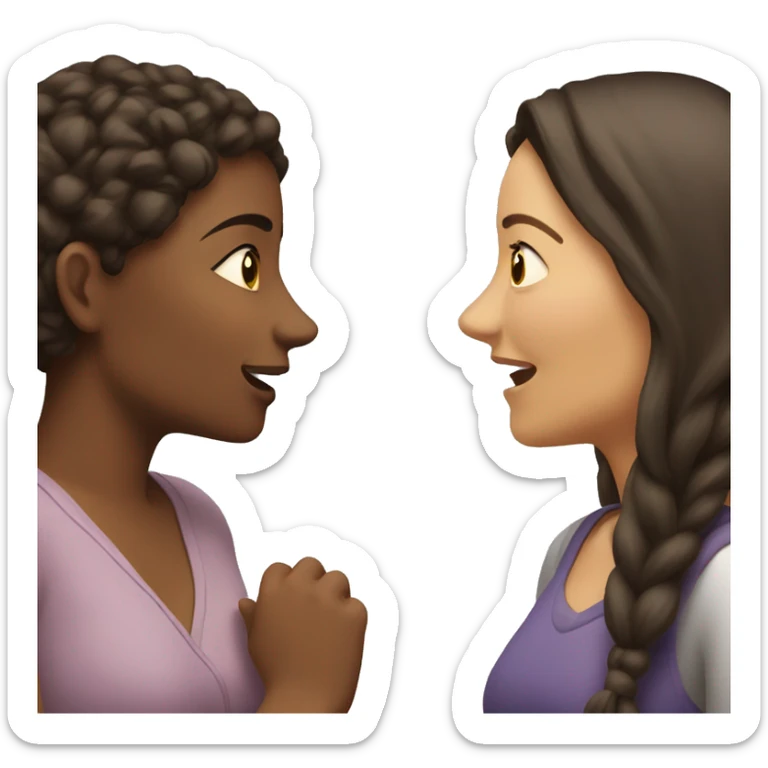 One woman whispers into the ear of another woman closing by hand sticker