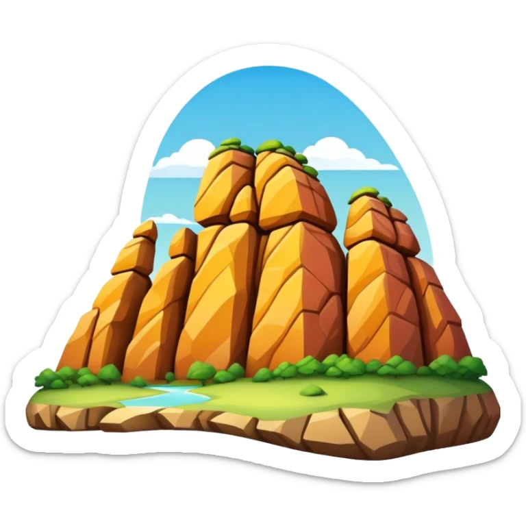 Cinematic Realistic Guatap√© Rock Landmark Emoji, showcasing a vividly colored rock formation with intricate patterns rendered with detailed textures and vibrant, scenic lighting. sticker
