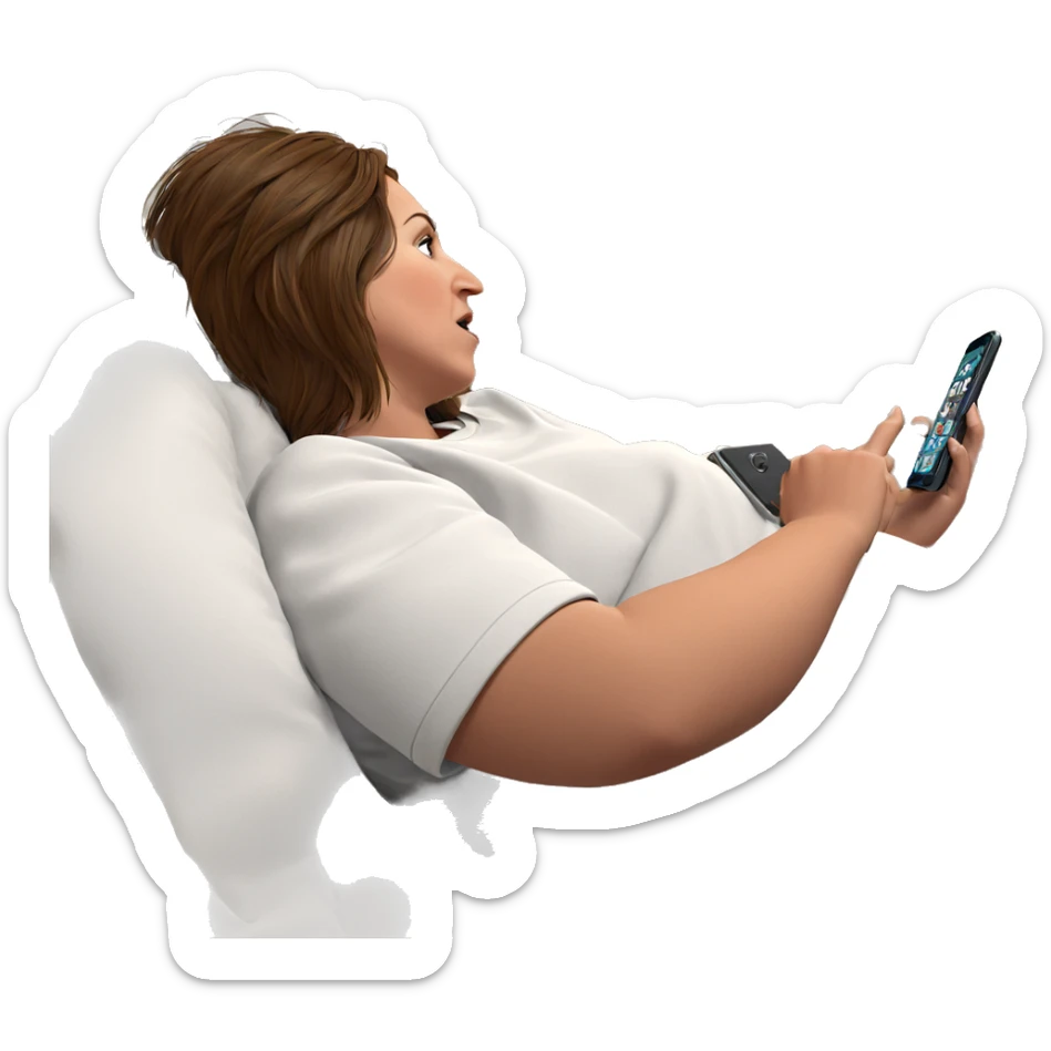 girl lying on bed with phone sticker