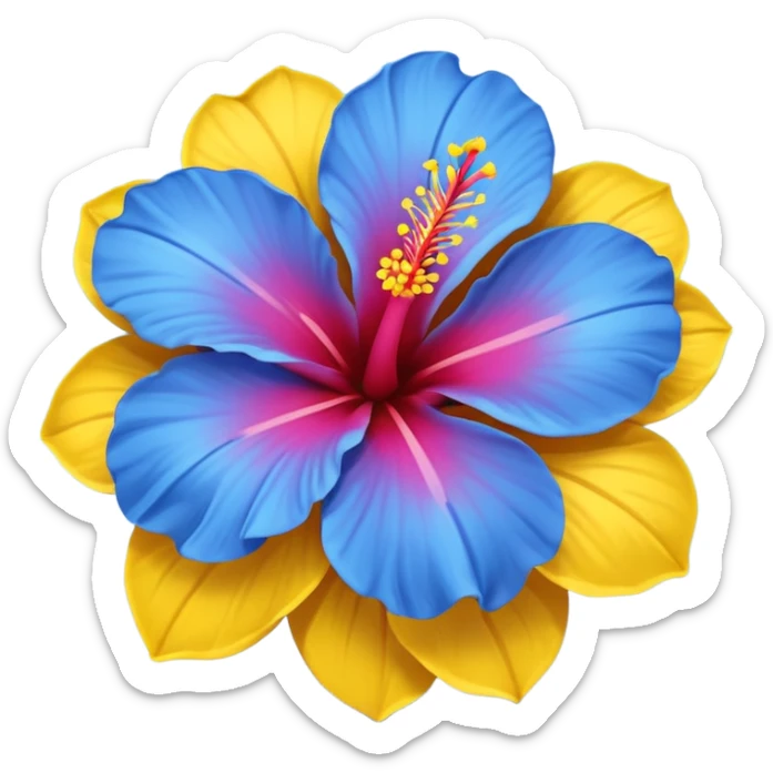 a blue flower similar to a hibiscus flower but more similar like a emoji  sticker
