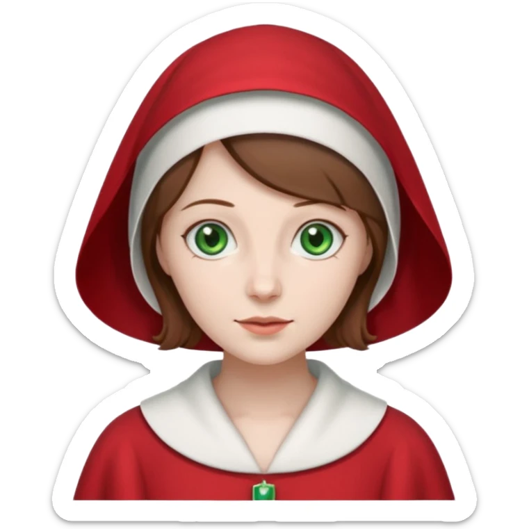 Handmaid woman with brown hair and green eyes. Only head sticker