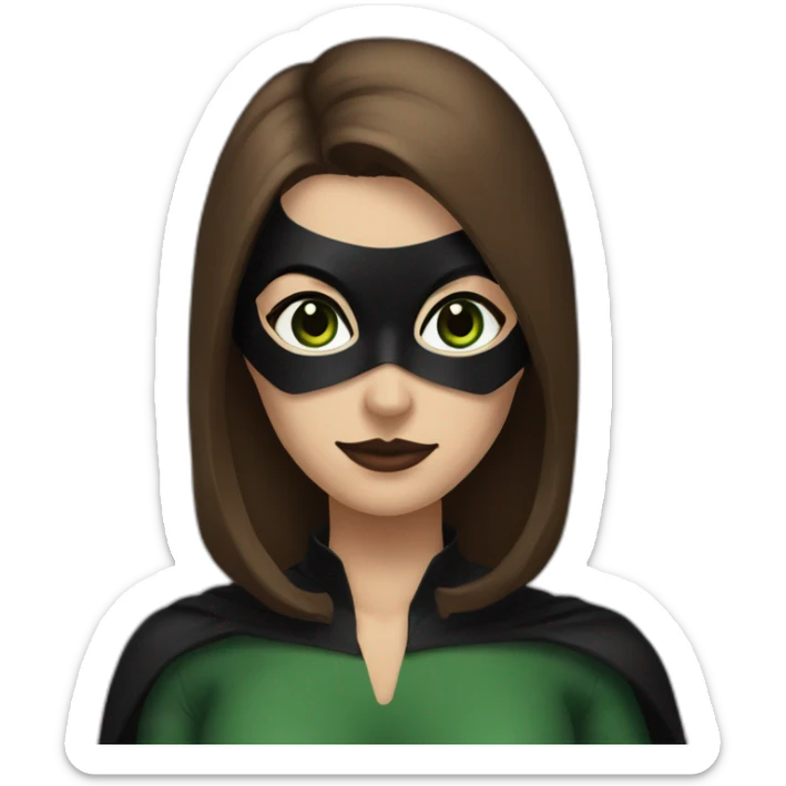 A batman woman in a black mask with brown hair and green eyes  sticker