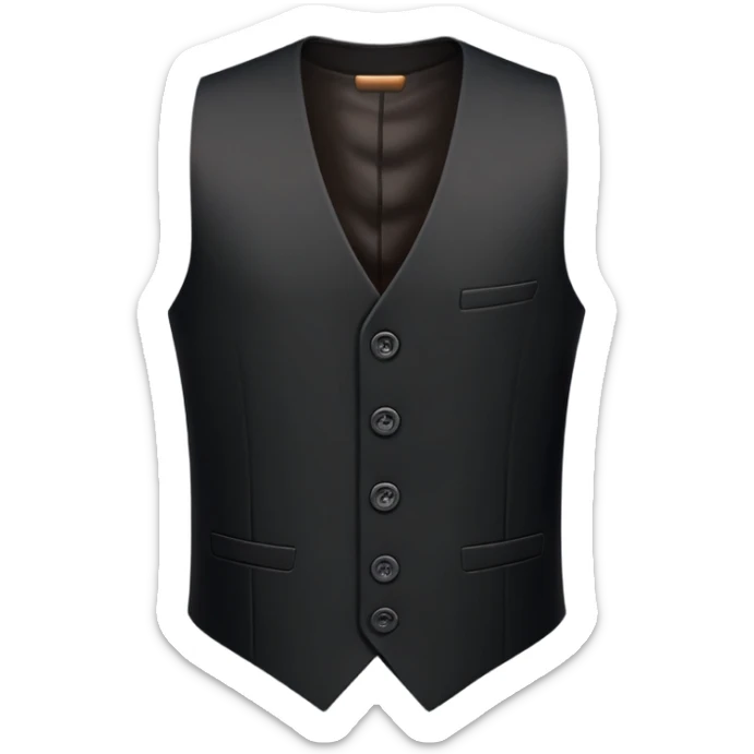 just a black women's vest garment with 3 buttons, no background, no model, only the clothing item sticker