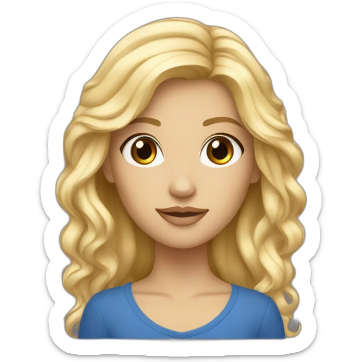 Blonde aux yeux bleus et  cheveux dégradés blonde et brune sticker