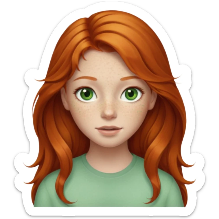 Beautiful ginger head girl with long hair and light green eyes sticker