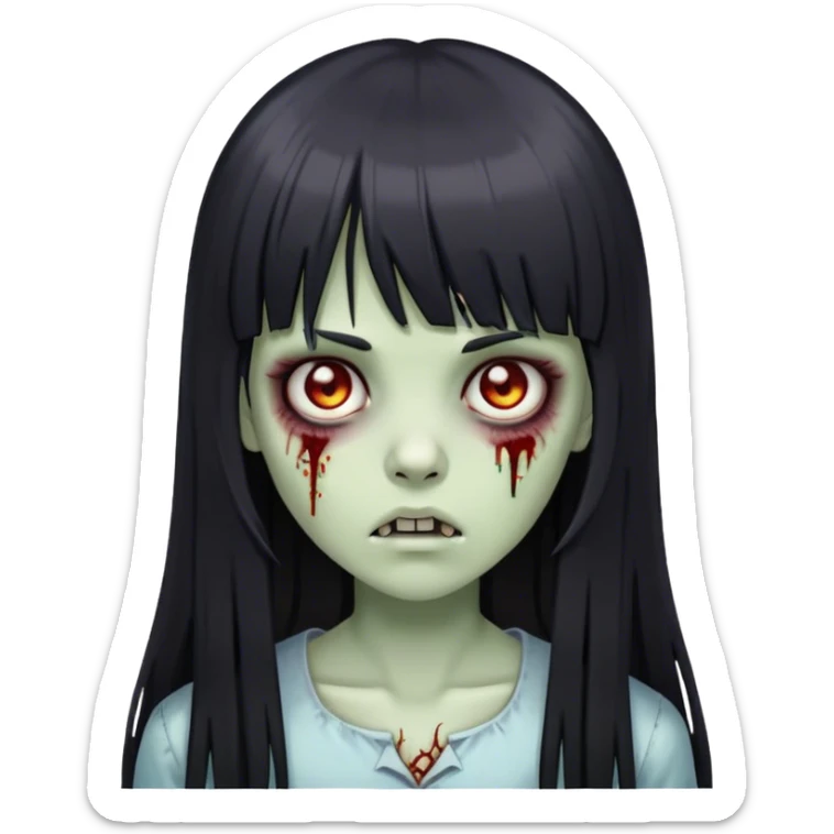 zumbie girl with black long straight hair with bangs (like this 🧟‍♀️) sticker