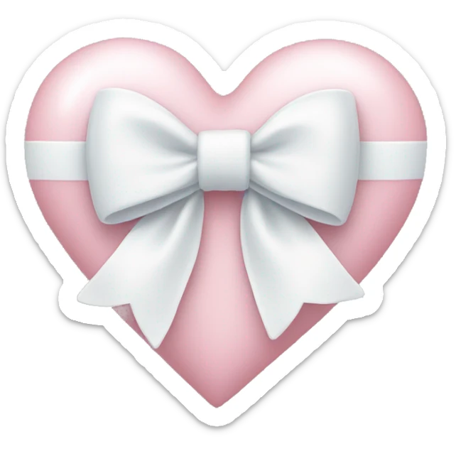 Pastel pink heart with white bow sticker