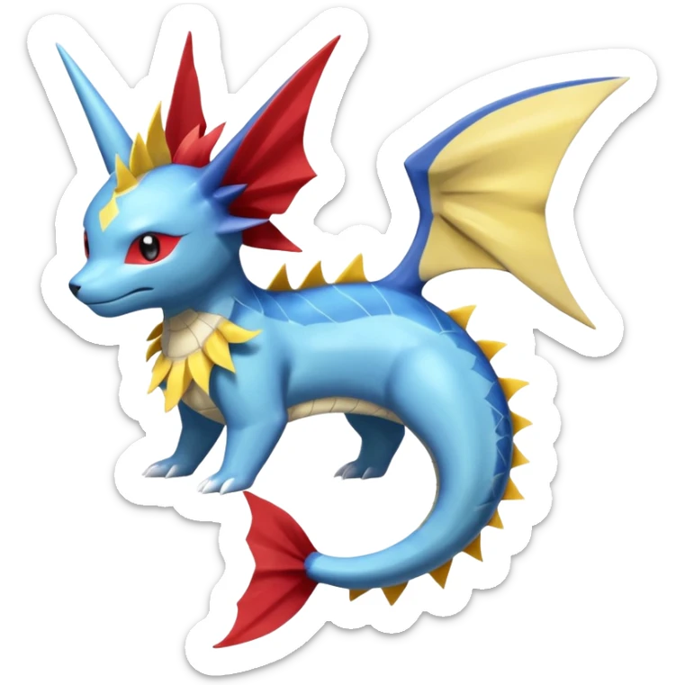 Manectric-Vaporeon-Salamence-Electrike-Amaura-koi-Fakemon-fusion, full body sticker
