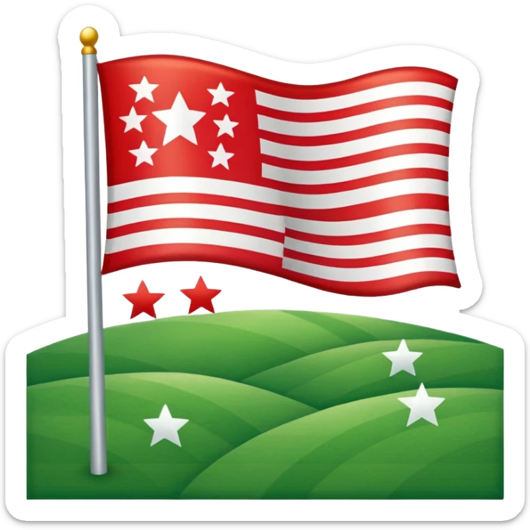 Lienzo Verde (Izquierda): En el extremo izquierdo (pegado al asta) hay un campo de color verde. ​Las Franjas (Derecha): El resto de la bandera se divide en tres franjas horizontales de igual tamaño: roja la superior, blanca la de en medio y roja la inferior. Y cinco estrellas blancas sticker