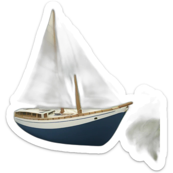 Big sailboat on the sea in front of a natural beach sticker