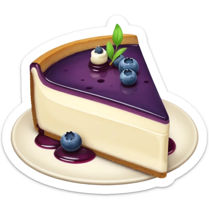 a piece of cheesecake with blueberry on top of it sticker