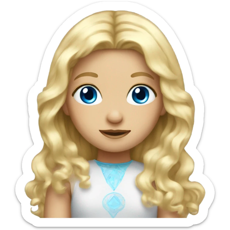 long blonde hair blue eyed girl with halo  sticker