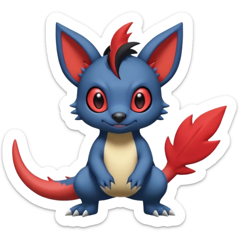 Cute adorable Stitch-Litten-Salandit-Noibat-Zangoose-fusion, full body sticker