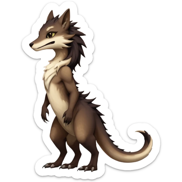 Brown and beige badass elegant wild beautiful natural cute badass epic exotic anthro modern furry sergal-vernid-creature, full body, dark-brown-black-gradient pretty hair, aesthetic, art by LiLaiRa, art by art by Falvie sticker