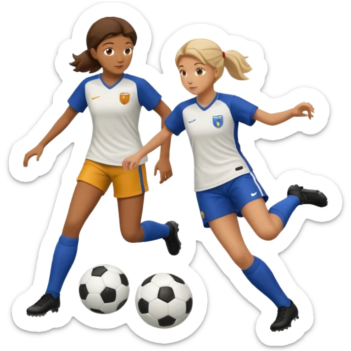 female soccer mentor showing a young player how to kick a soccer ball sticker