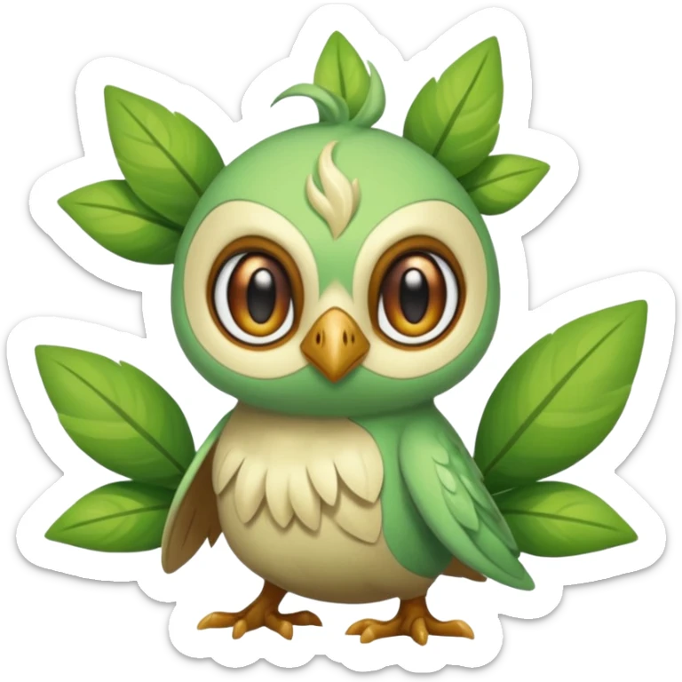  Fey Toony Rowlet-Grookey-Celebi-Amaura-Grovyle-Shaymin-fusion-hybrid sticker
