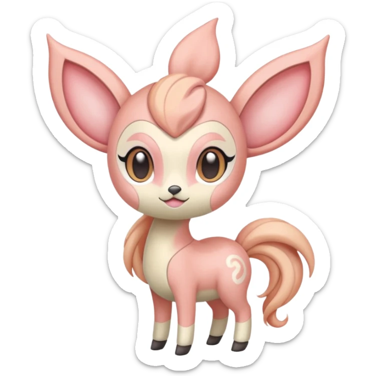Pastel Pink-Peach Soft-Cream Rosy-Glossed Cute Round Meloetta-Trico-hybrid-animal-creature (full body) sticker
