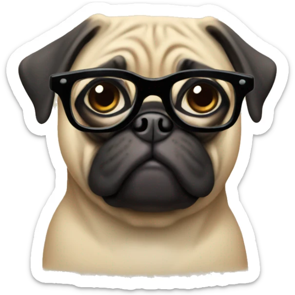 Pug wearing glasses sticker