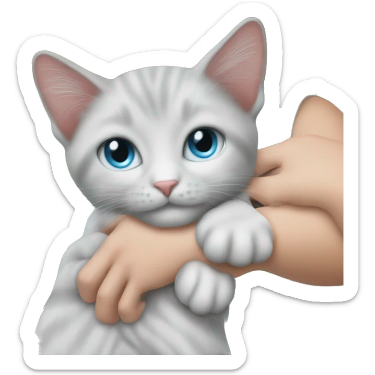 2 cats in the hands of a light blue-eyed girl  sticker