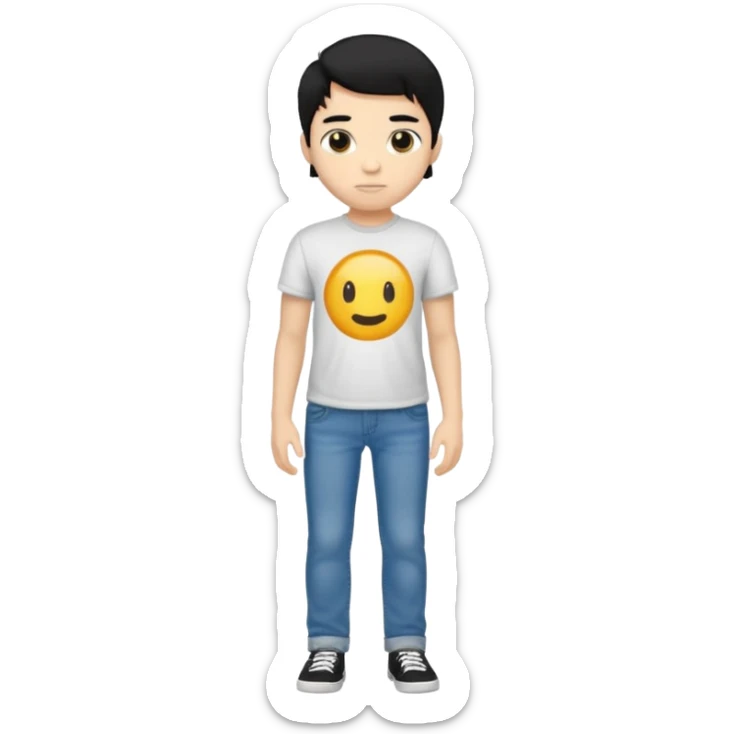 light skin black hair boy full body sticker
