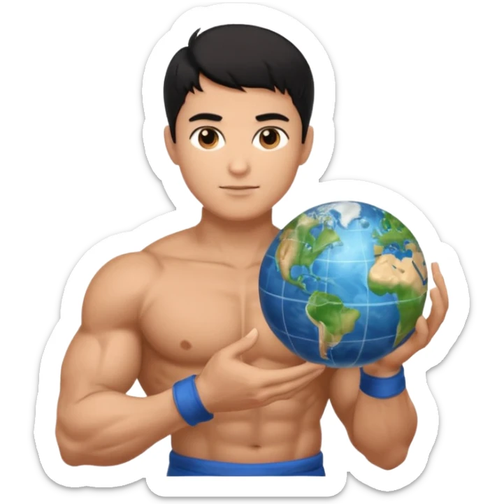 God of earth give a globe in his hand  across his body  give me more than half body  sticker