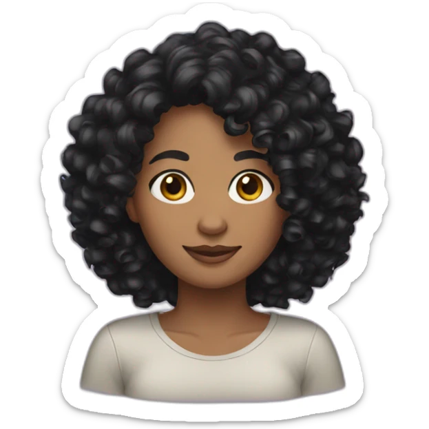 Women black curly hair sticker