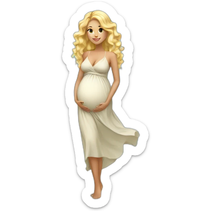 adorable pregnant blond full body women with beach-wave-hair sticker