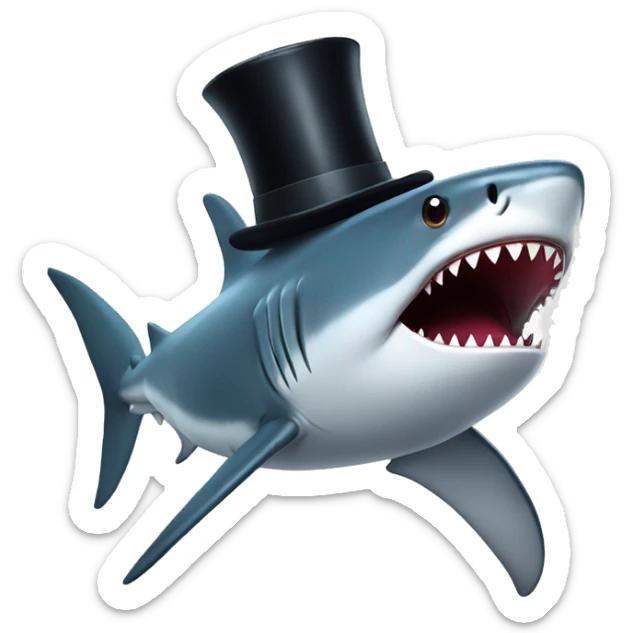Shark with a top hat sticker