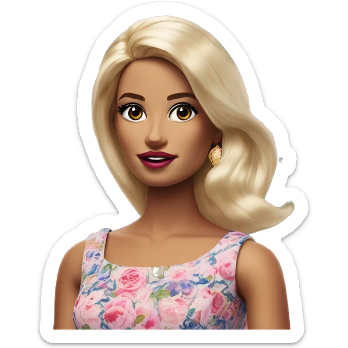 US president jasmine ken in Barbie style, oil paint, mysterious eyes, intricate lips, masterpiece portrait, odd perspective, beautiful, desirable, logical, midsommar, ikea sticker