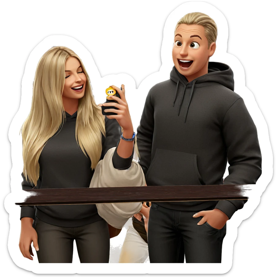 boys having fun together sticker