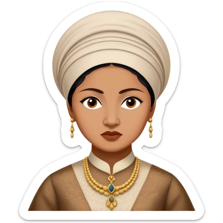 Cinematic Realistic Raden Ajeng Kartini Portrait Emoji, depicted as an inspiring Indonesian feminist icon in period attire with a thoughtful determined gaze, rendered with lifelike textures and warm empowering lighting that captures her pioneering spirit. sticker