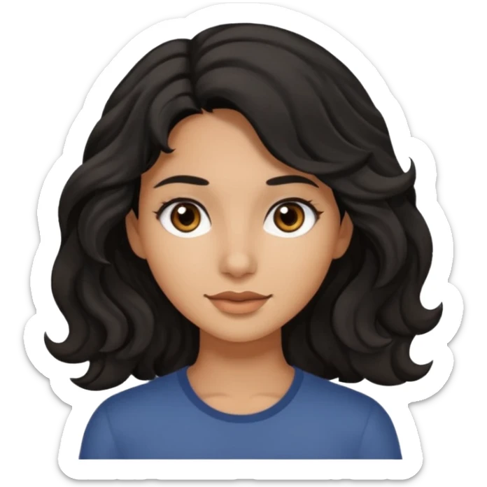Siyah dalgalı saçlı, esmer, koyu kahverengi gözlü genç kız  sticker