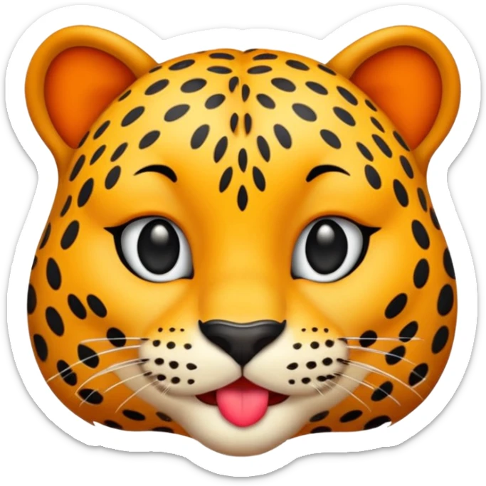 leopard kiss, leopard with lips in the shape of a kiss, emoji style sticker